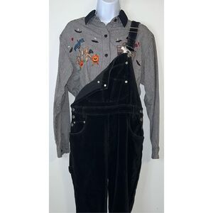 Women’s Black Velvet Overall Bibs 6 Gothic Grunge Y2k